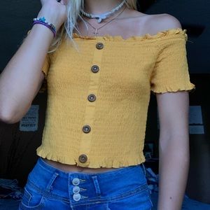 LA Hearts orange off the shoulder top